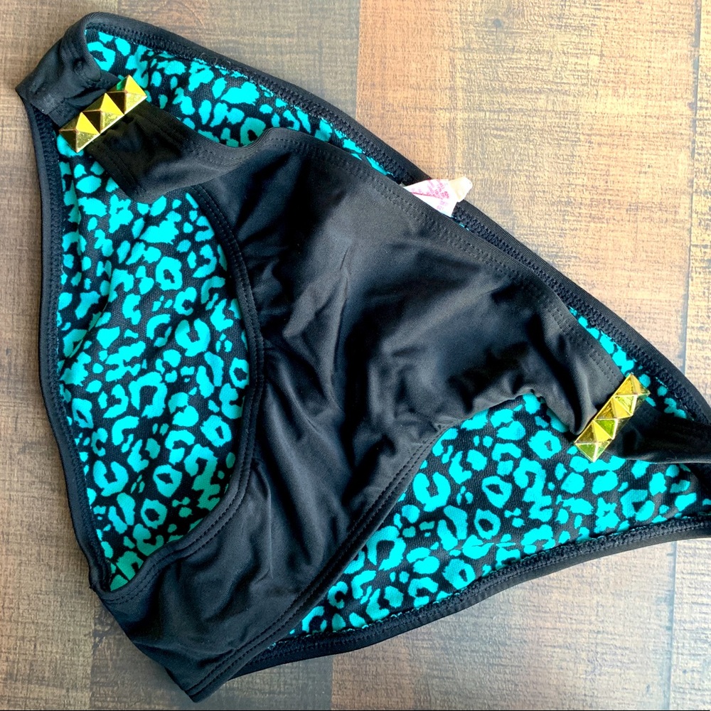 Aqua & Black Bikini Bottoms